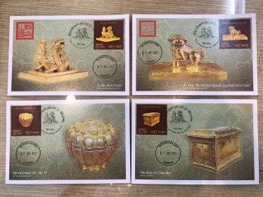 Bộ tem Bảo vật quốc gia: Đồ vàng (Hộp đựng Xá lợi Tháp Nhạn)